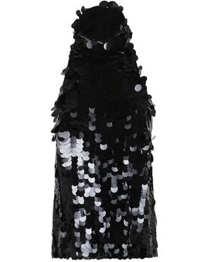 P.A.R.O.S.H. Full-Sequin Stretch Halter Neck Blouse - Black