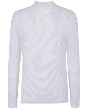 Issey Miyake Truien & Vesten ,Wit ,Leer Wooly Pleats-66 Shirt