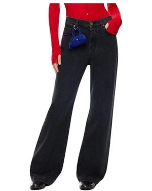 Pinko Jeans ,Zwart ,Denim Wanda Wide Leg Jeans - Blauw