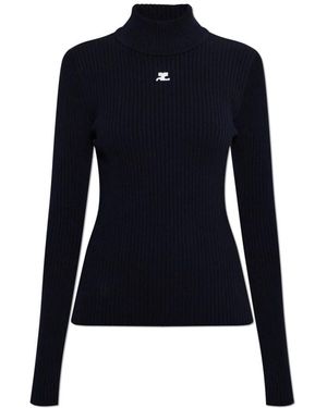 Courreges Reedition Rippstrick-Rollkragentop - Blau