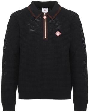 CASABLANCA Tops ,Zwart ,Wol Wafelsteek Wol Polo