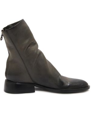 Mimmu Schoenen ,Grijs ,Vintage Effect Laarzen Met Rits - Zwart