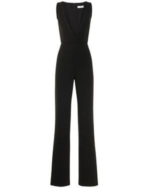 Michael Kors Stretch Pebble Crepe Plunge Jumpsuit - Schwarz