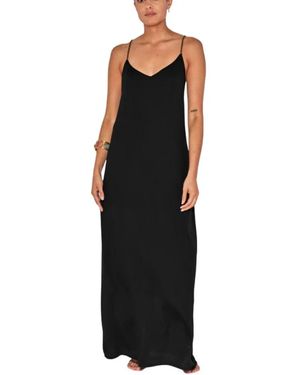 Beliza Schwarzes Langes Kleid Mit Offenem Rücken