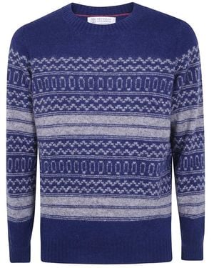 Brunello Cucinelli Round-Neck Knitwear - Bleu
