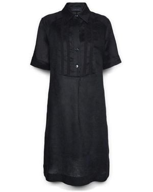 Elena Miro Leinenkleid Mit Knöpfen - Schwarz
