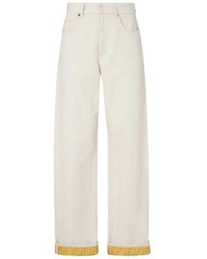 Fendi Ff Reverse Denim Jeans - Weiß