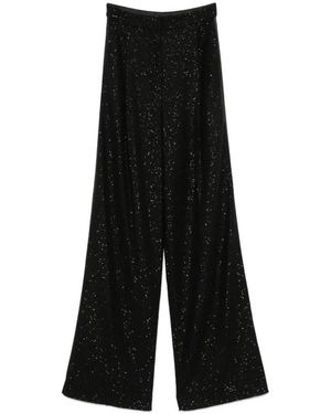 Max Mara Luxurious Wool-Blend Wide-Leg Trousers - Black