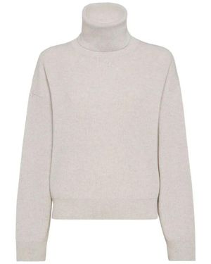 Brunello Cucinelli English Rib Turtleneck Sweater - Wit