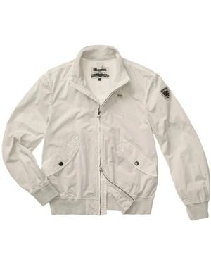 Blauer Jassen ,Grijs ,Katoen Badger Dyed Bomber Jacket - Wit