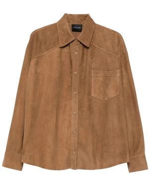 Simonetta Ravizza Overhemden ,Bruin ,Leer Lorna Chest-Pocket Shirt