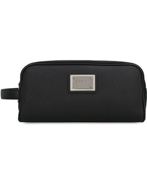 Dolce & Gabbana Nylon waschtasche mit lederdetails - Schwarz