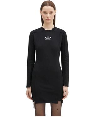 Vetements Kleedjes ,Zwart ,Katoen Oval Logo Cut-Up Mini Jurk