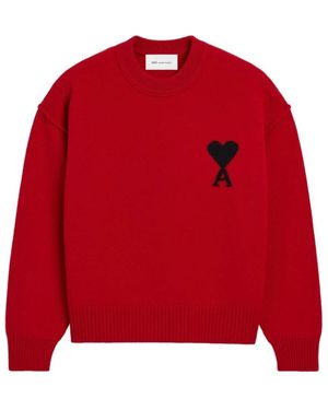 Ami Paris Round-Neck Knitwear - Rojo