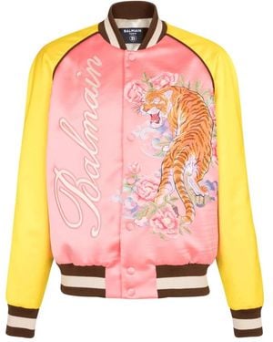 Balmain Bomberjack Met Geborduurd Logo - Roze