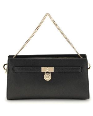 Michael Kors Ikonic Leder Schultertasche Mit Vorhängeschloss - Schwarz
