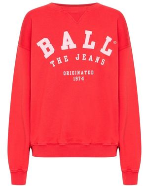 Ball Hoodies & Sweatvesten ,Rood ,Katoen Rode Crew Neck Sweatshirt Met Print