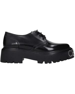 Celine Zwarte Leren Formele Veterschoenen