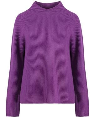 Max Mara Geribbeld Wol Kasjmier Coltrui Pullover - Paars