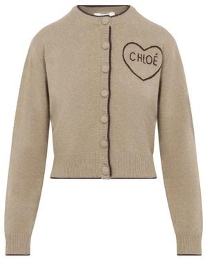 Chloé Figurierter Logo-Cardigan - Natur