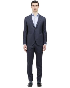 Luigi Bianchi Single Breasted Suits - Blue