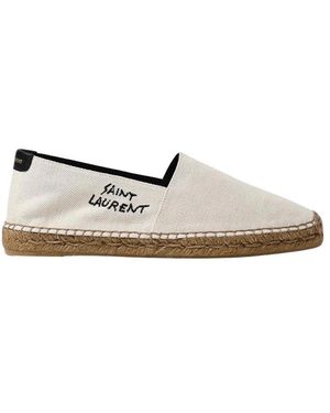 Saint Laurent Stijlvolle Geborduurde Espadrilles Casual Stijl - Naturel