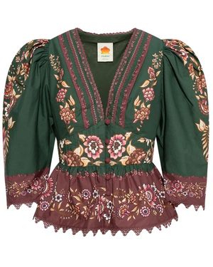 FARM Rio Overhemden ,Veelkleurig ,Katoen Daniela Blouse - Groen