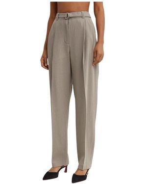 3.1 Phillip Lim Broeken ,Grijs ,Leer Belted Woven Tapered Pants - Naturel
