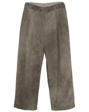 Ziggy Chen Broeken ,Grijs ,Leer Drop Crotch Geplooide Broek