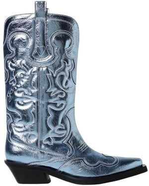 Ganni Cowboy Boots - Blue