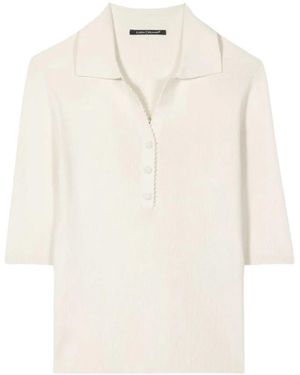 Luisa Cerano Geribbelde Poloshirt - Wit