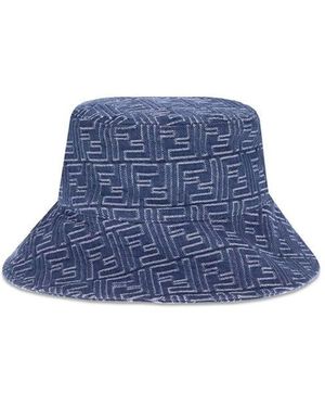 Fendi Denim Bucket Hat Mit Ff-Stickerei - Blau