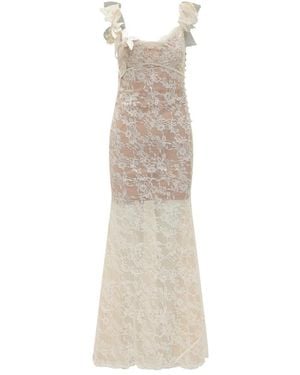 Self-Portrait Lace Flower Maxi Dress - Natur