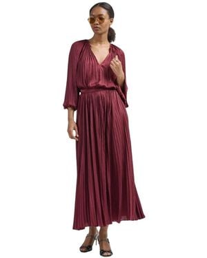 Ulla Johnson Kleedjes ,Rood ,Polyester Lulu Geplooide Lange Rok