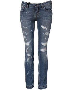 Dolce & Gabbana Distressed Ripped Denim Jeans - Blue