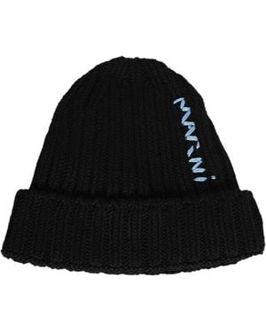 Marni Luxuriöse Intarsia-Strickmütze - Schwarz
