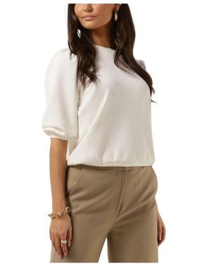 SELECTED Hoodies & Sweatvesten ,Wit ,Katoen 3/4 Mouw Sweat Top - Naturel