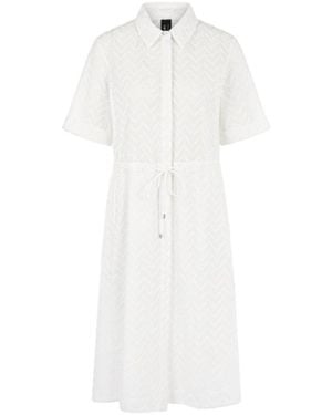 Marc Cain Midi Jurk Met Trekkoordtaille - Wit