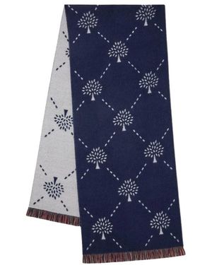 Mulberry Diamond Tree Jacquard Sjaal - Blauw
