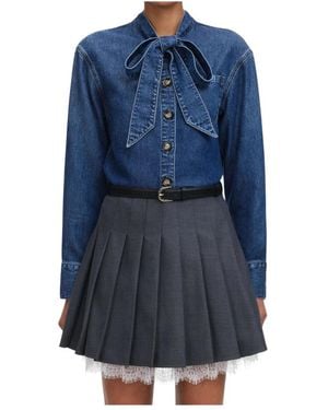 Self-Portrait Denim Strik Hστε Shirt - Blauw