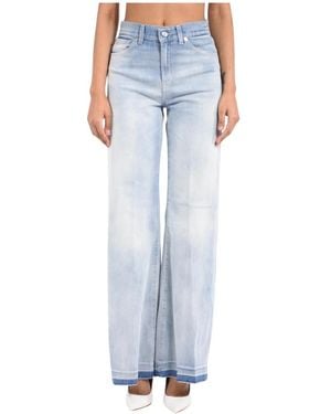 Dondup Jeans ,Blauw ,Katoen Amber Wijde Jeans