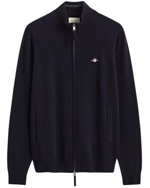 GANT Superfine Lammwoll-Reißverschluss-Strickjacke - Blau