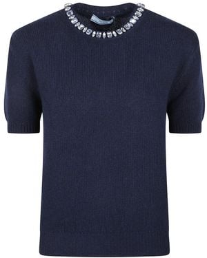 Prada Round-Neck Knitwear - Azul