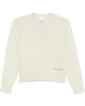 A.P.C. Truien & Vesten ,Geribbelde Trui Met Ronde Hals - Wit