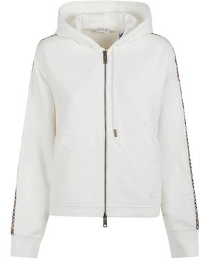 Burberry Check Trim Cotton Zip Hoodie - Wit