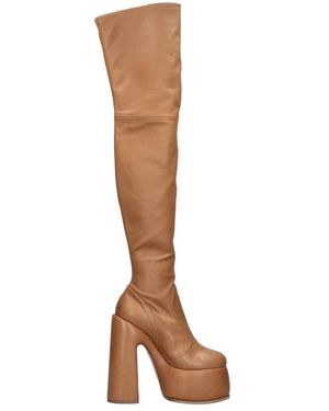 Casadei Schoenen ,Bruin ,Leer Stretch Cuissard Laarzen