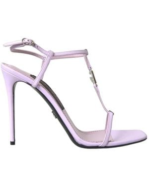 Dolce & Gabbana Viola logo cinturino alla caviglia tacchi in pelle - Bianco