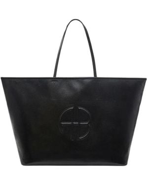 Anine Bing Canvas Monogram Tote Bag - Black