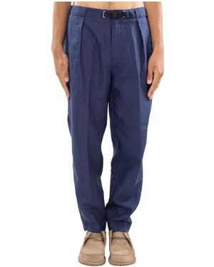 White Sand Broeken ,Blauw ,Linnen Geverfd Linnen Broek Met Plooi