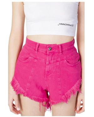 hinnominate Korte Broeken ,Roze ,Katoen Fuchsia Katoenen Shorts Met Ritssluiting